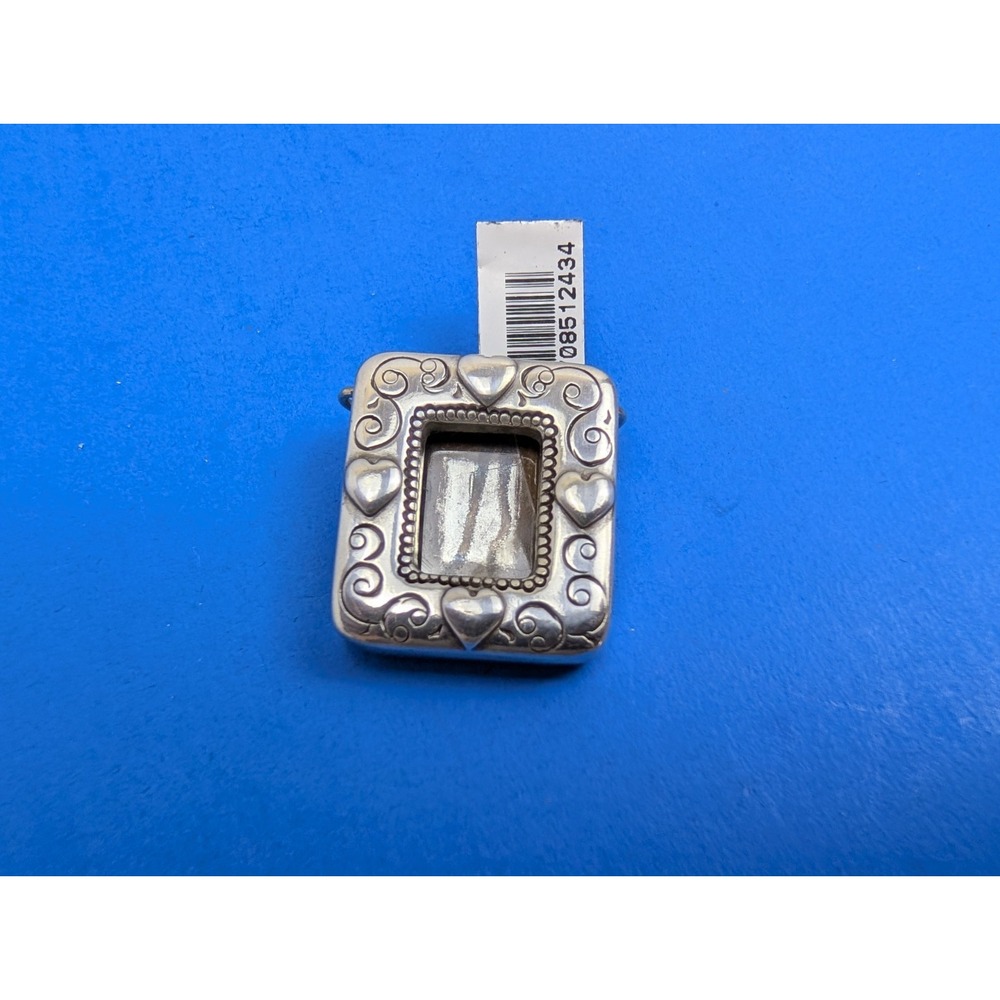 Brighton Mini Picture Frame Brooch Pin Heart Pattern Locket J7270 Silver Tone